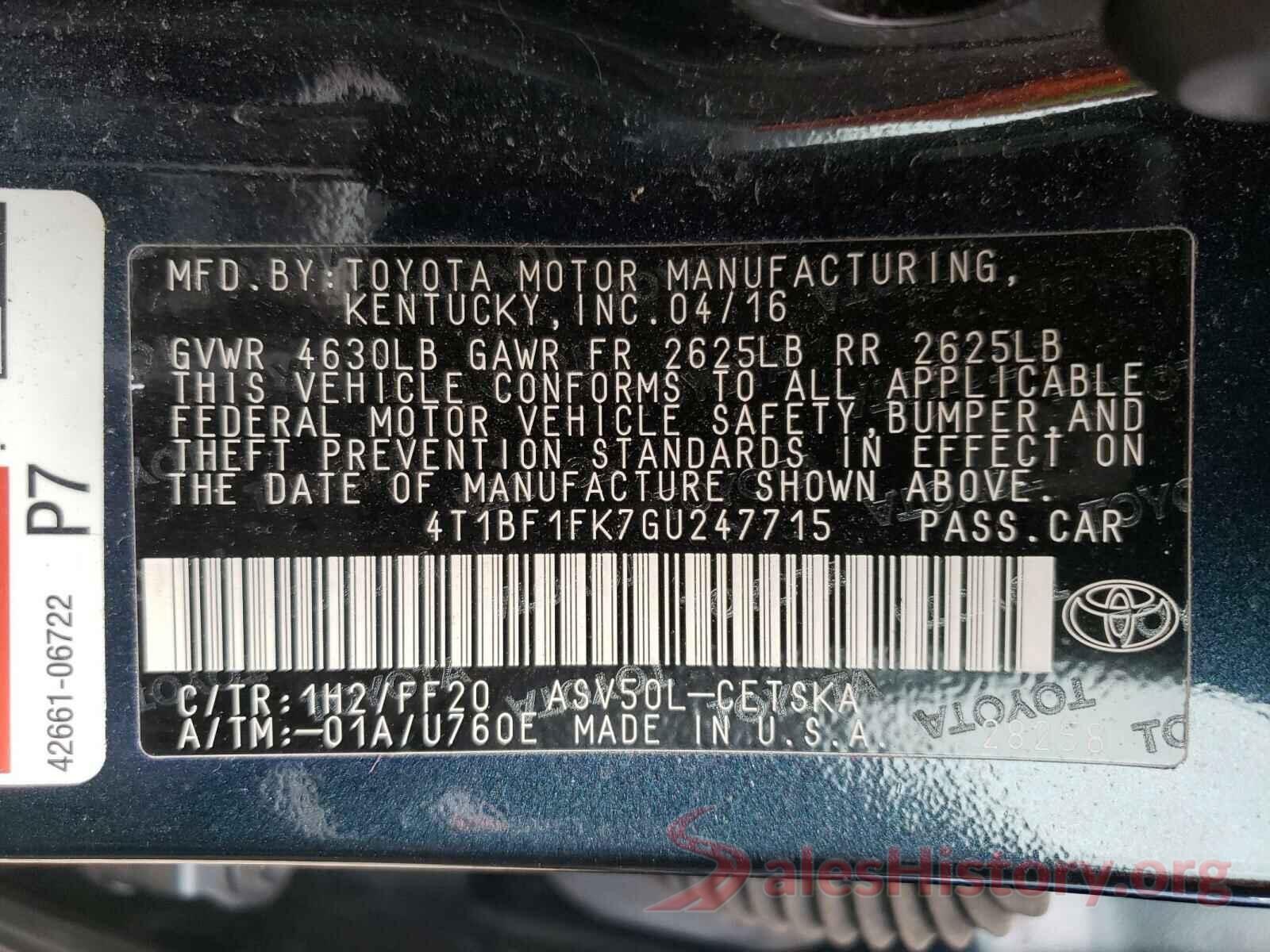 4T1BF1FK7GU247715 2016 TOYOTA CAMRY