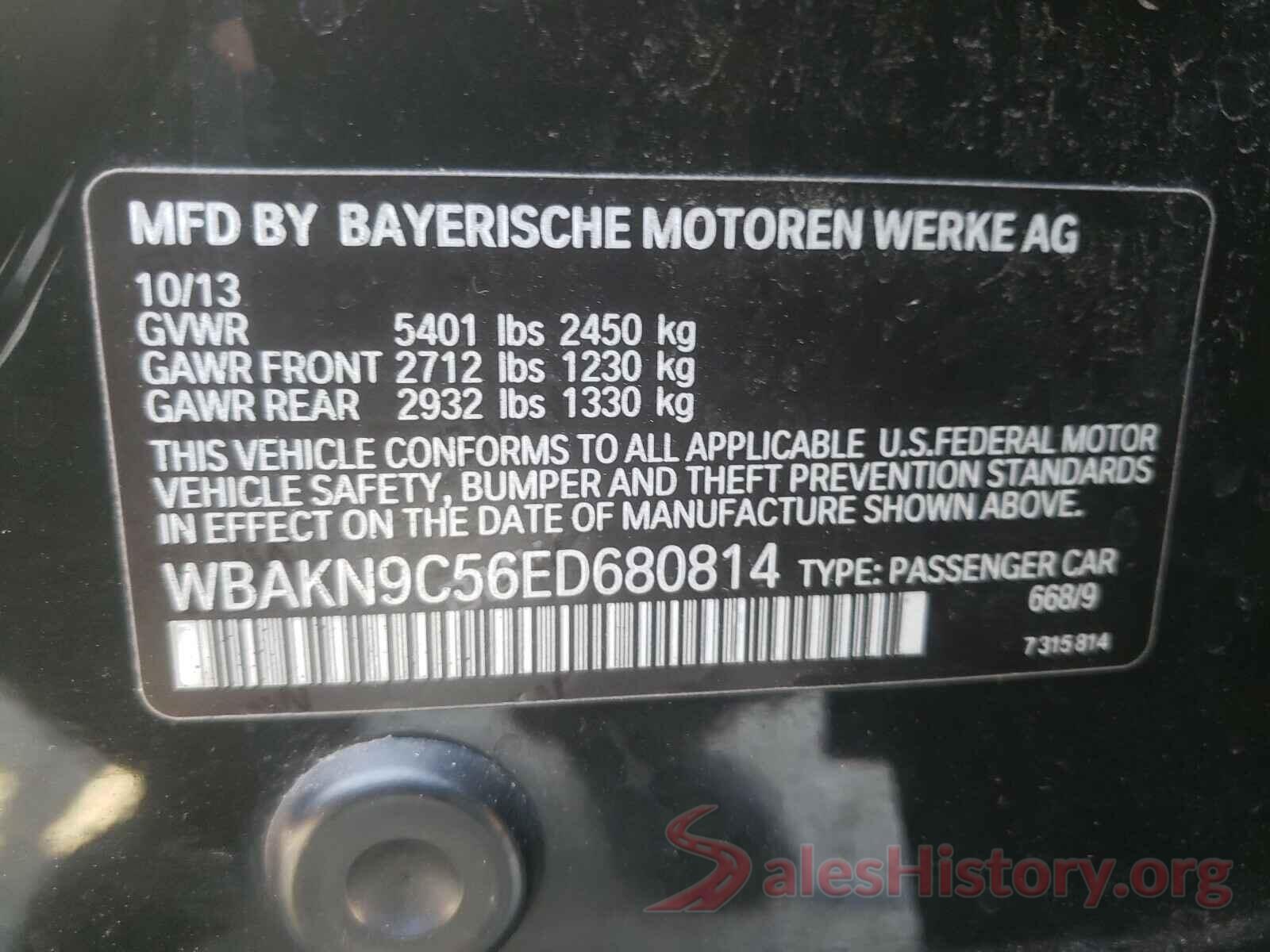 WBAKN9C56ED680814 2014 BMW 5 SERIES