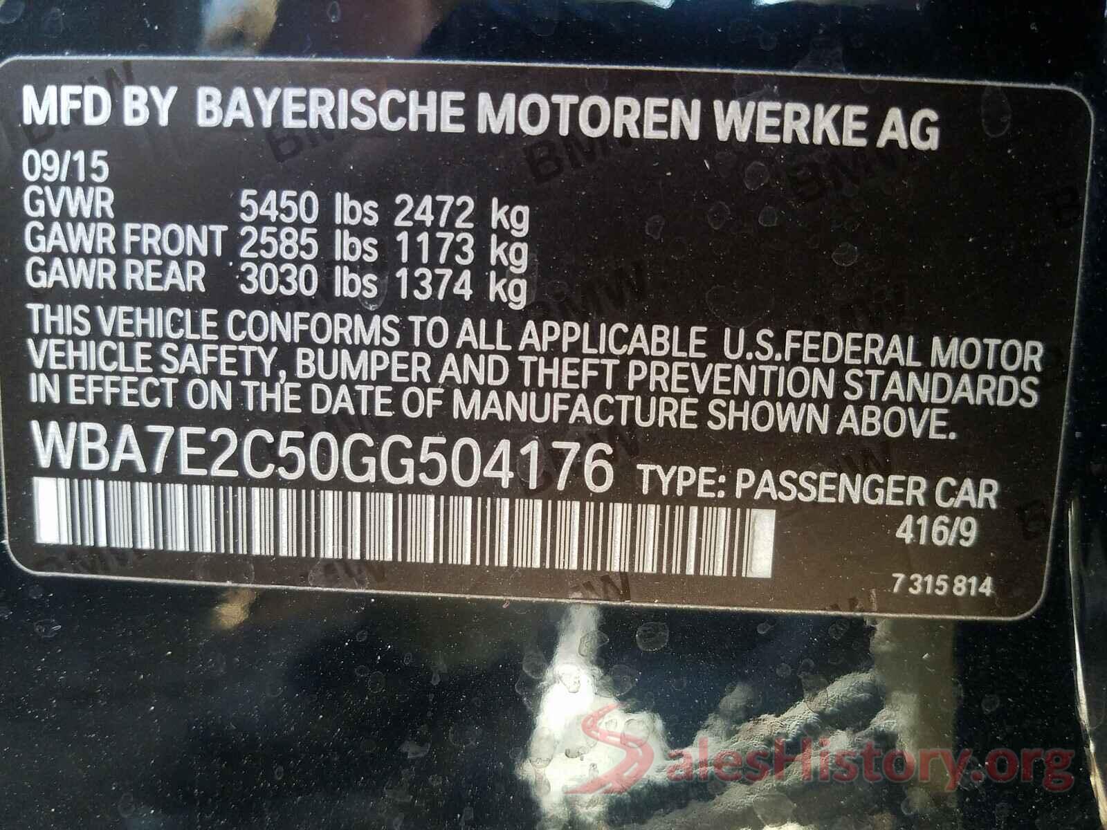 WBA7E2C50GG504176 2016 BMW 7 SERIES