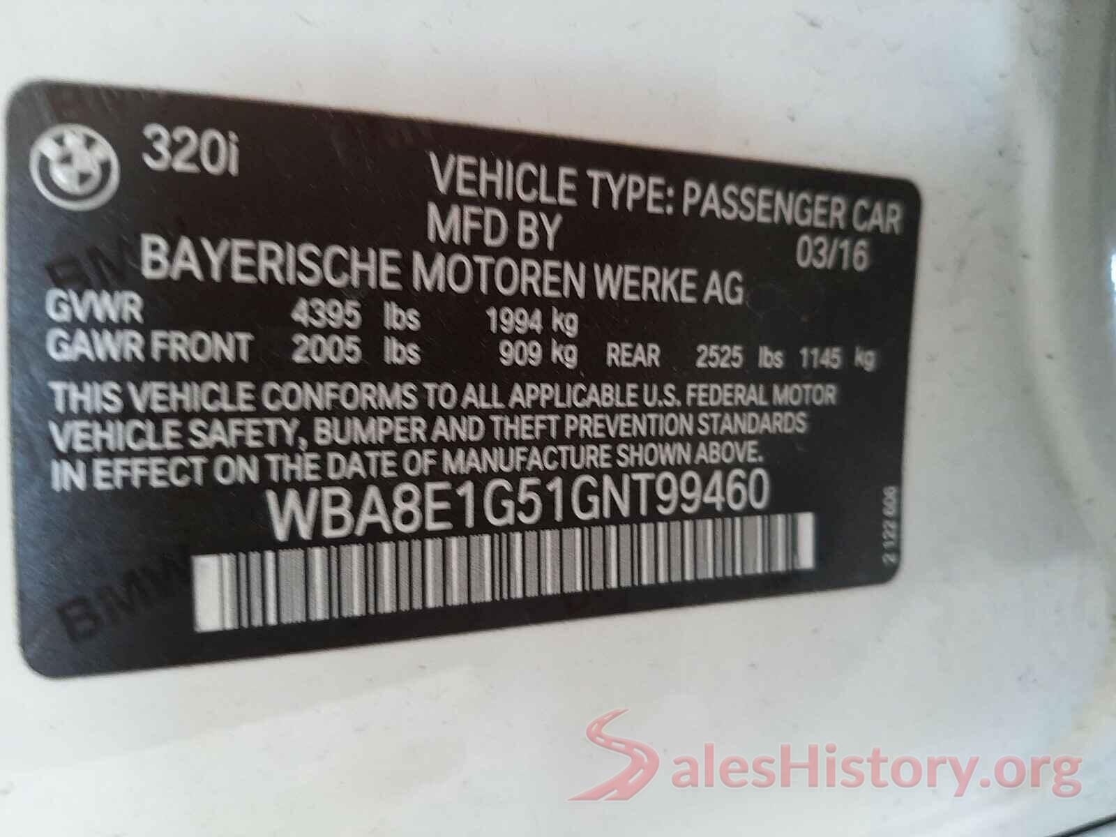 WBA8E1G51GNT99460 2016 BMW 3 SERIES