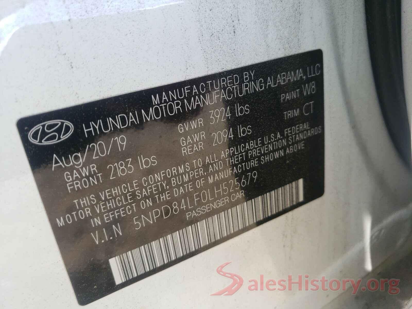 5NPD84LF0LH525679 2020 HYUNDAI ELANTRA