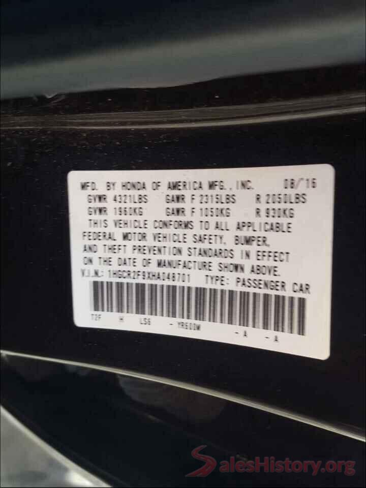 1HGCR2F9XHA048701 2017 HONDA ACCORD