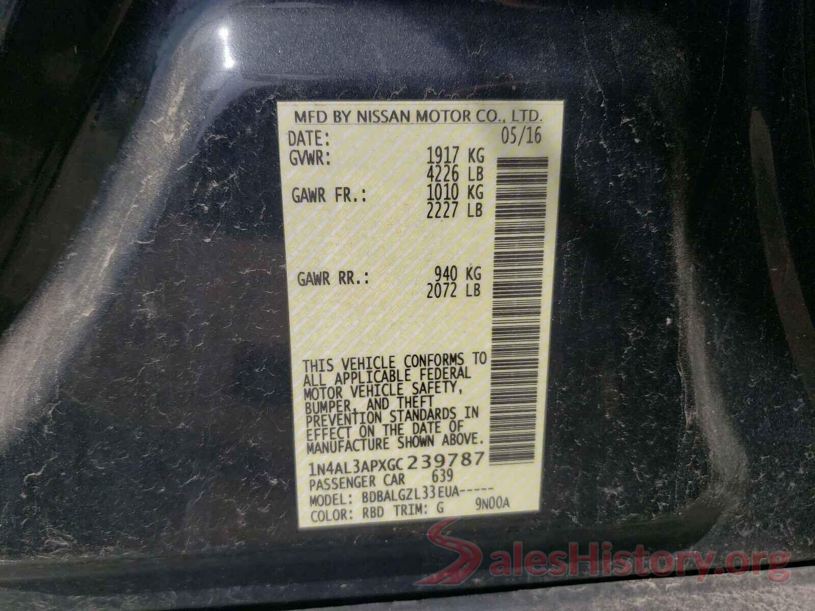 1N4AL3APXGC239787 2016 NISSAN ALTIMA