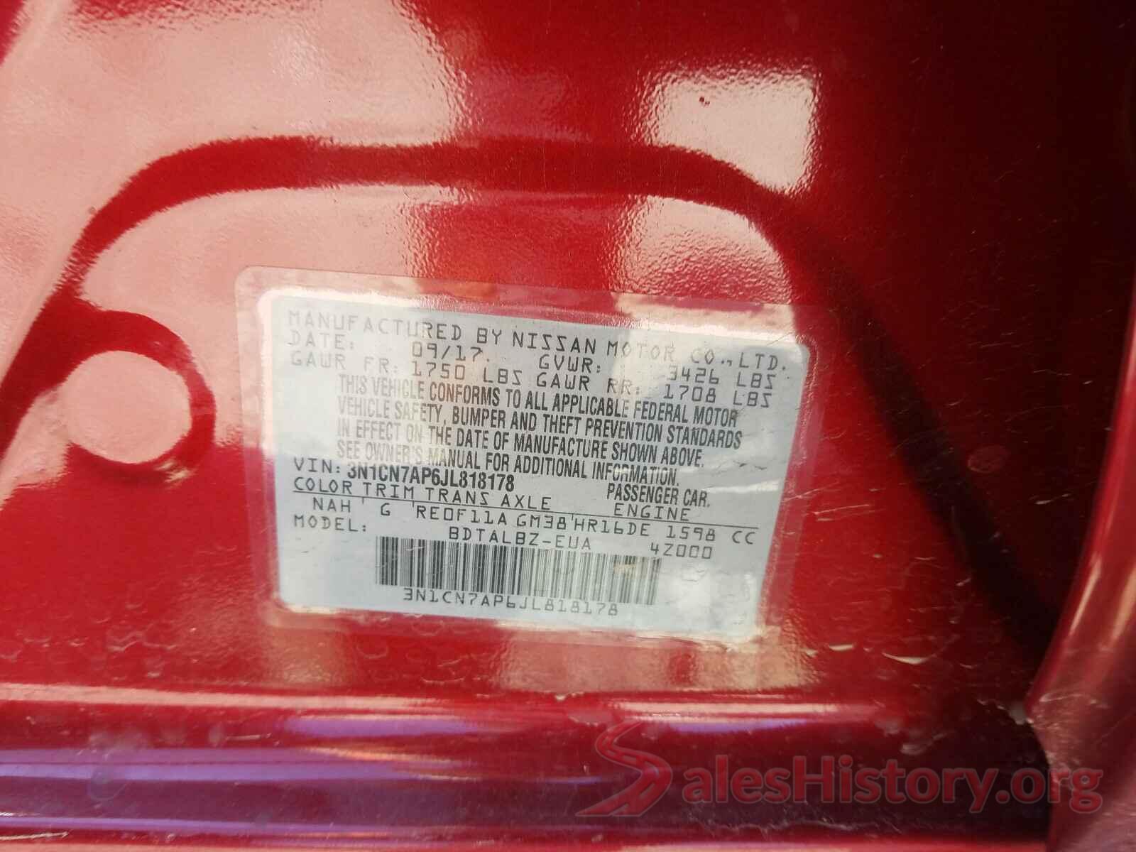 3N1CN7AP6JL818178 2018 NISSAN VERSA