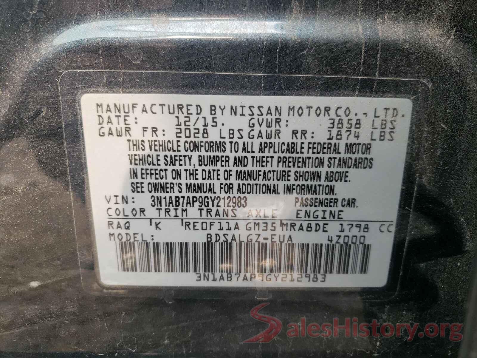 3N1AB7AP9GY212983 2016 NISSAN SENTRA