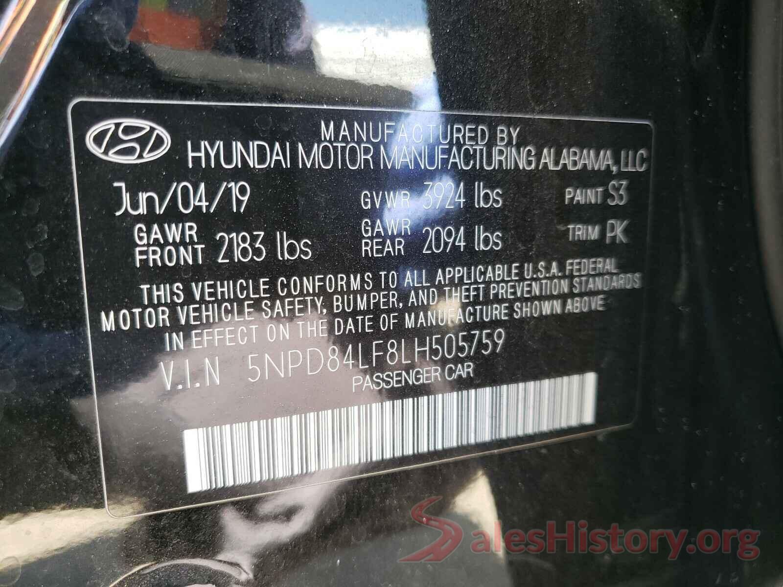 5NPD84LF8LH505759 2020 HYUNDAI ELANTRA