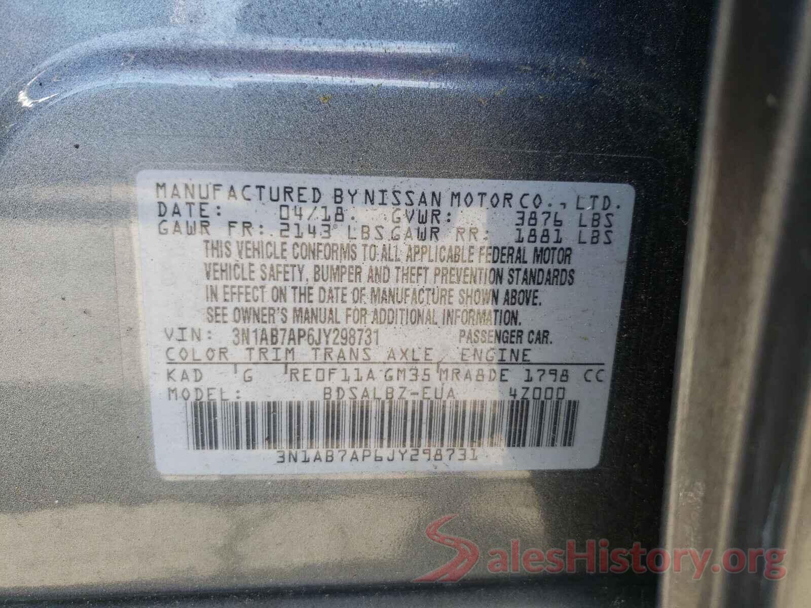 3N1AB7AP6JY298731 2018 NISSAN SENTRA