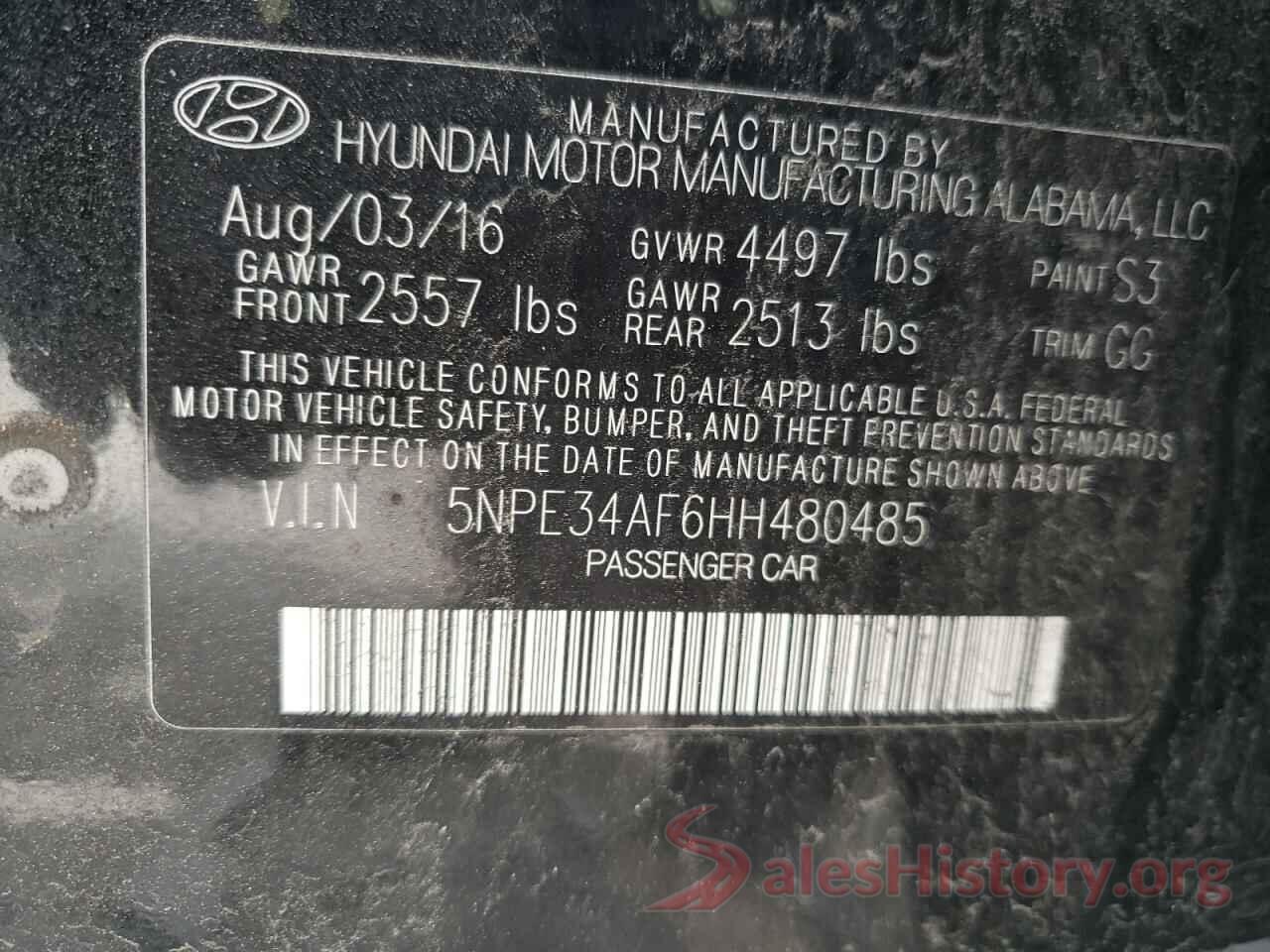 5NPE34AF6HH480485 2017 HYUNDAI SONATA