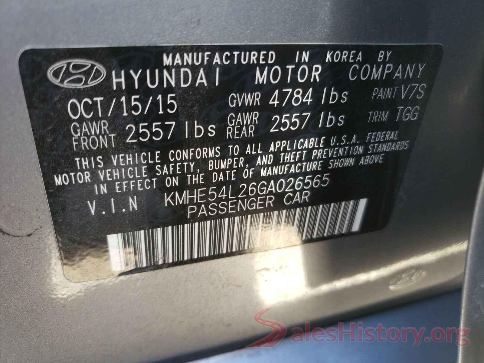 KMHE54L26GA026565 2016 HYUNDAI SONATA