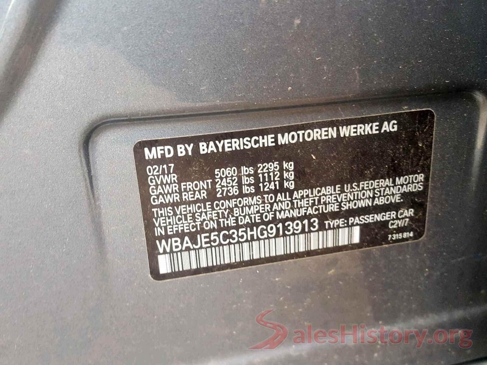 WBAJE5C35HG913913 2017 BMW 5 SERIES