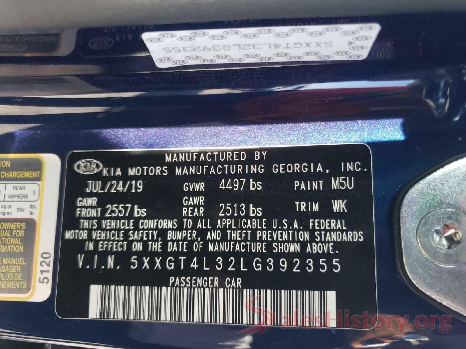 5XXGT4L32LG392355 2020 KIA OPTIMA