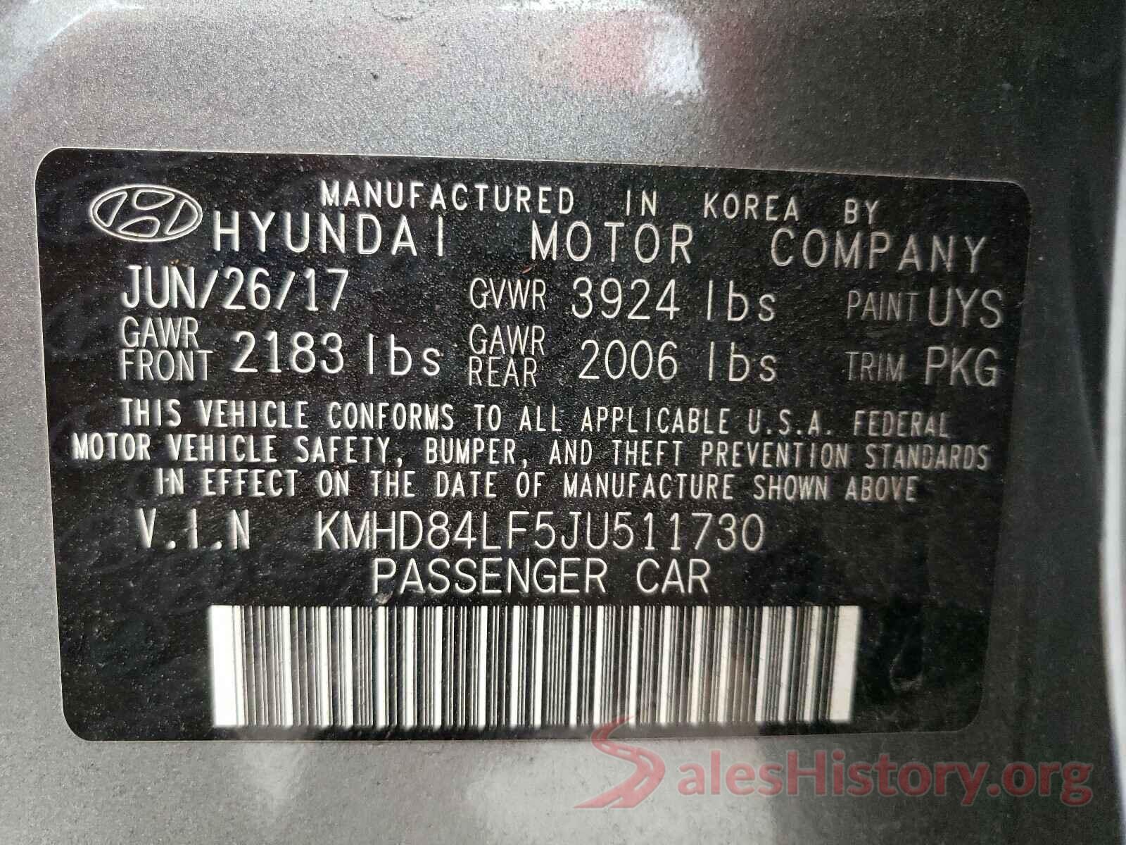 KMHD84LF5JU511730 2018 HYUNDAI ELANTRA