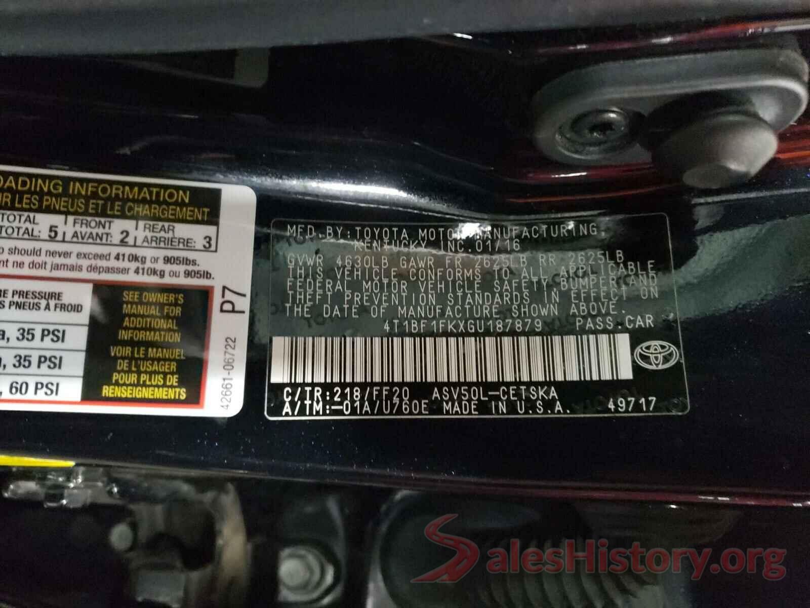 4T1BF1FKXGU187879 2016 TOYOTA CAMRY