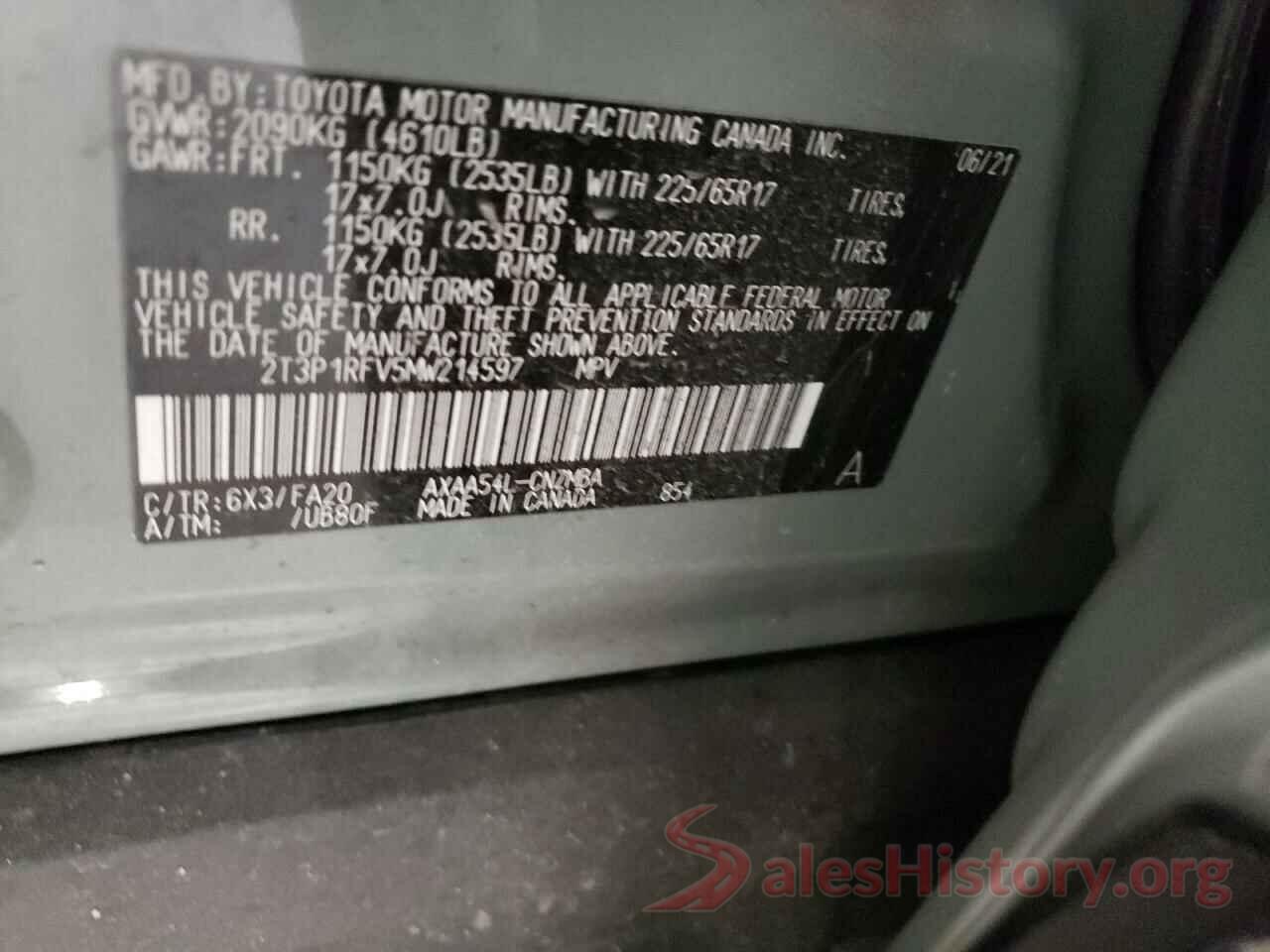 2T3P1RFV5MW214597 2021 TOYOTA RAV4