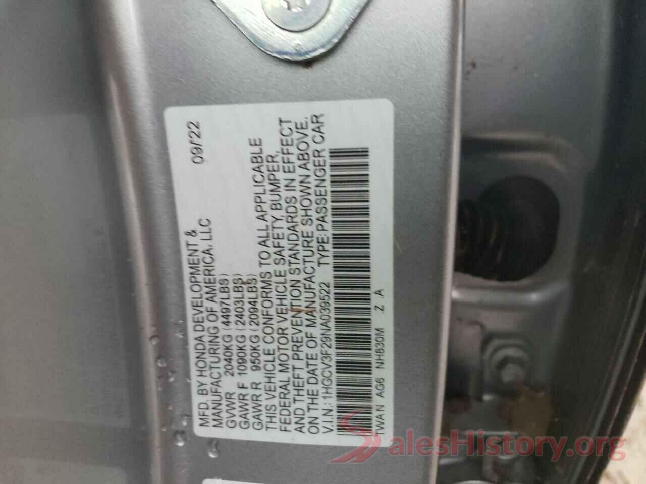 1HGCV3F29NA039522 2022 HONDA ACCORD