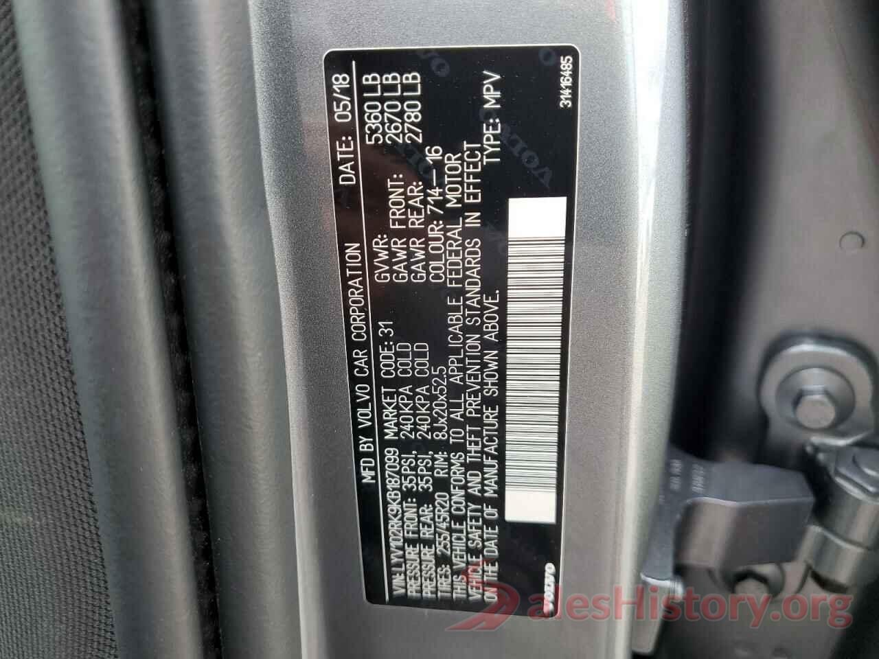 LYV102RK9KB187099 2019 VOLVO XC60