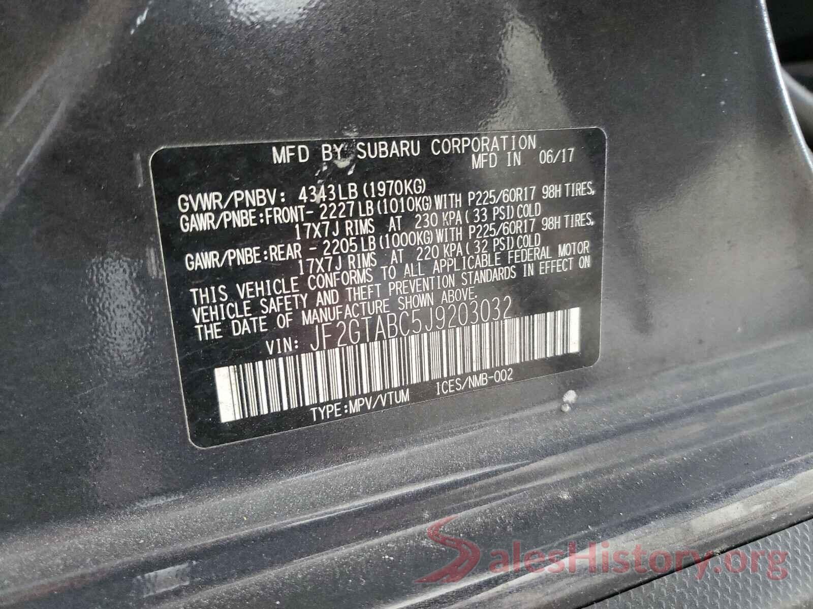 JF2GTABC5J9203032 2018 SUBARU CROSSTREK