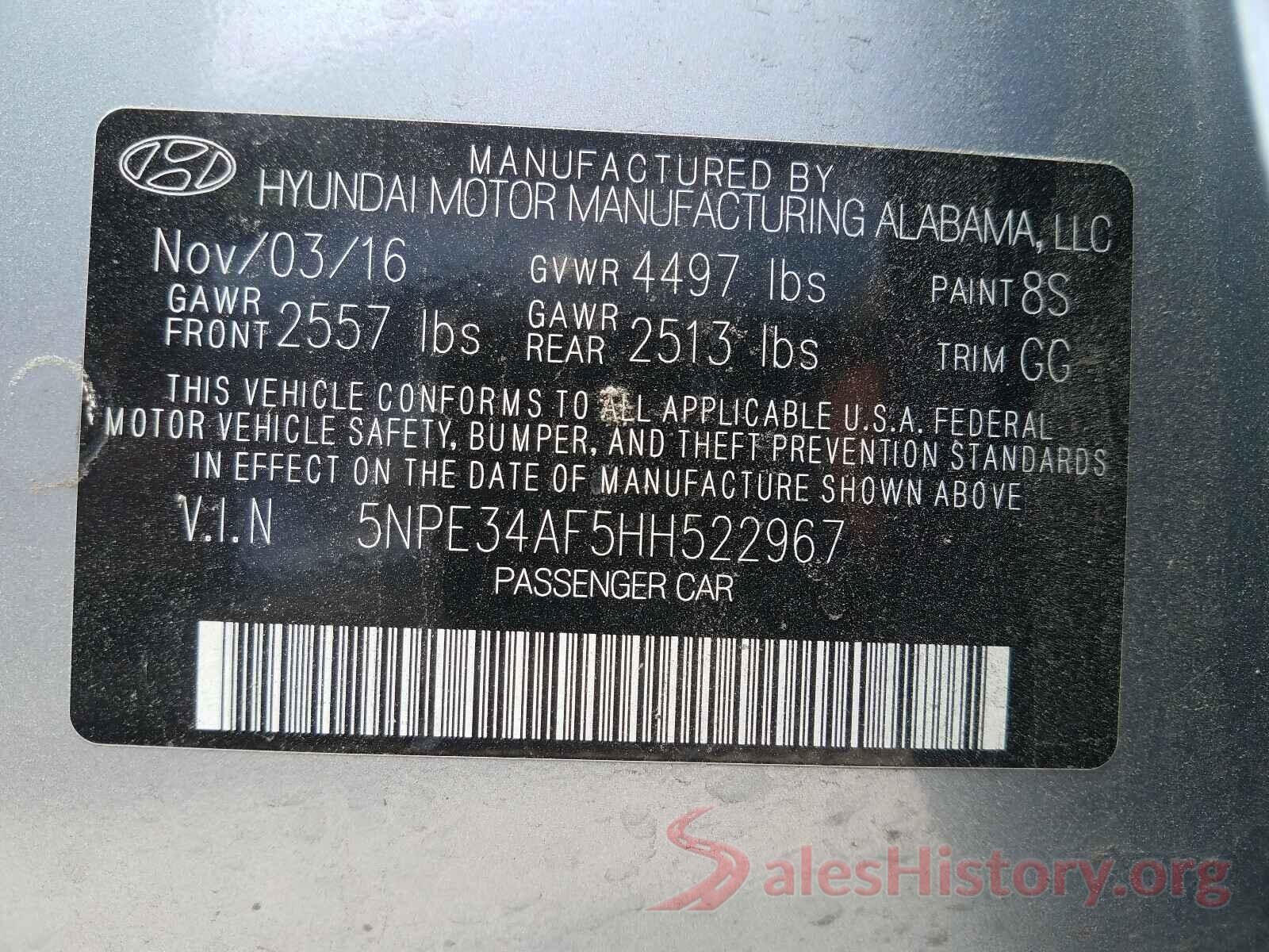 5NPE34AF5HH522967 2017 HYUNDAI SONATA