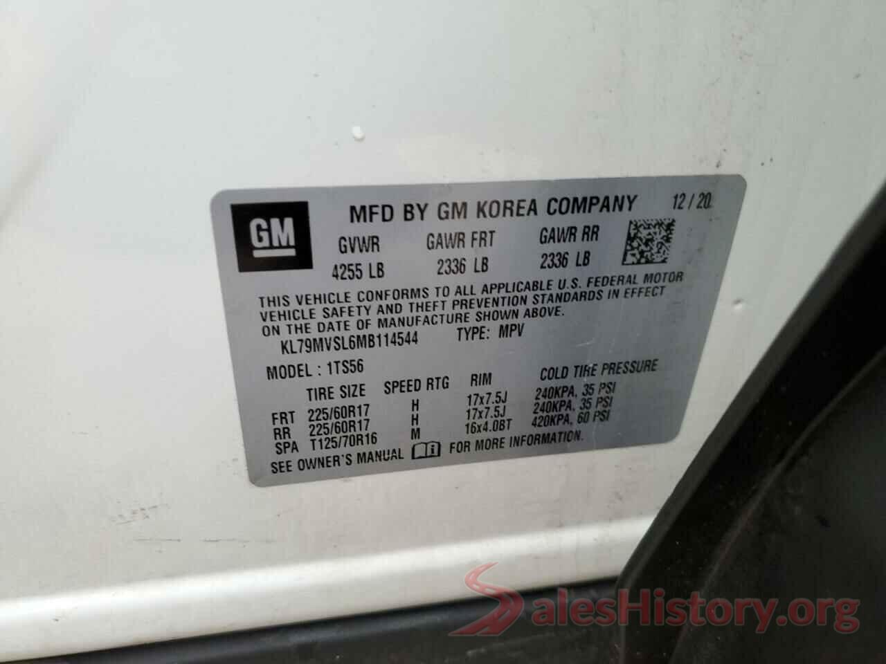 KL79MVSL6MB114544 2021 CHEVROLET TRAILBLZR