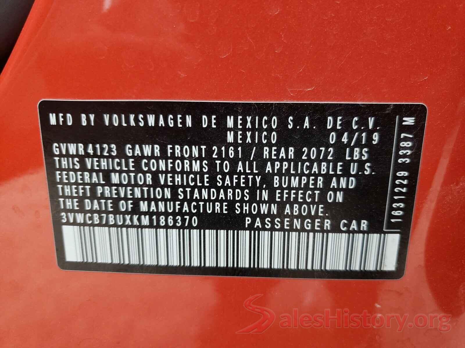 3VWCB7BUXKM186370 2019 VOLKSWAGEN JETTA