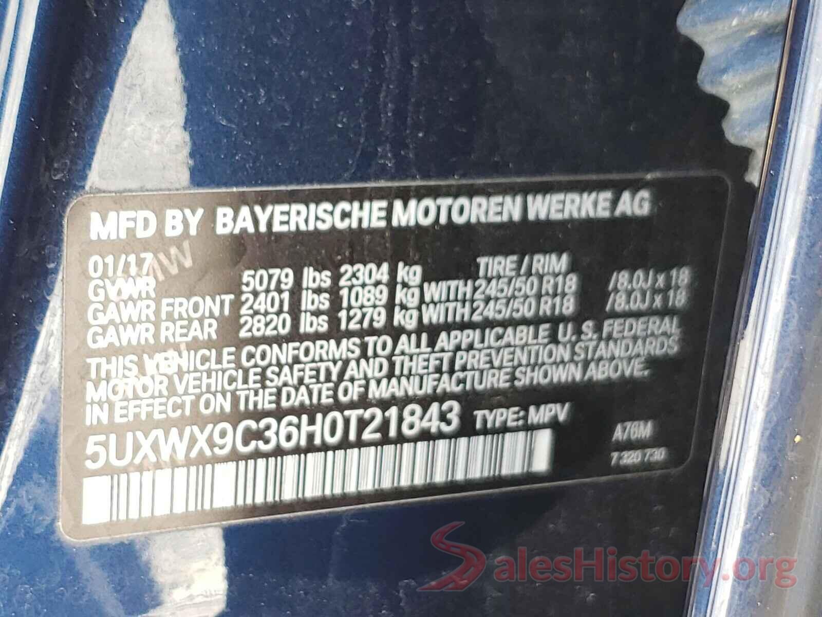 5UXWX9C36H0T21843 2017 BMW X3