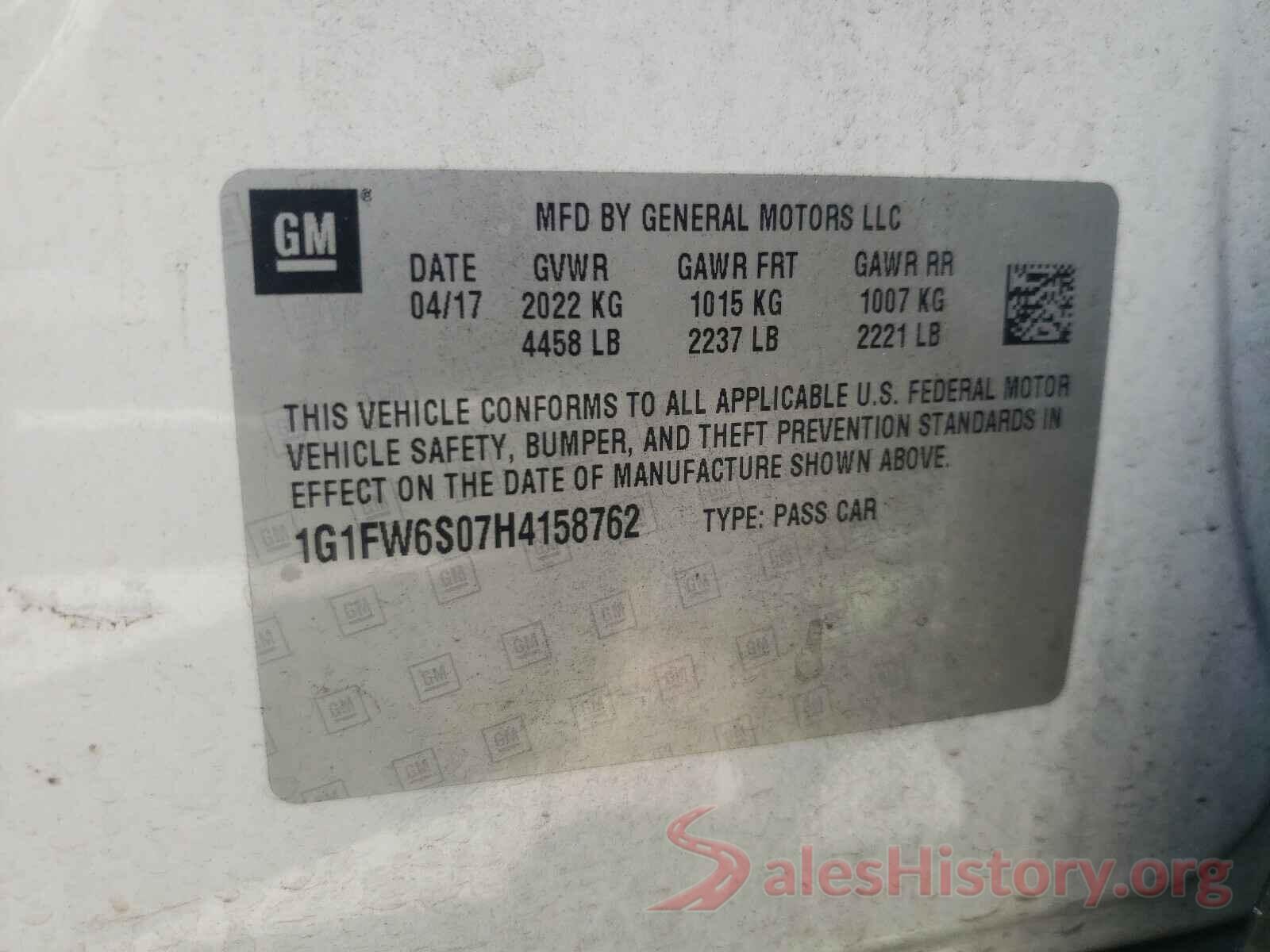 1G1FW6S07H4158762 2017 CHEVROLET BOLT