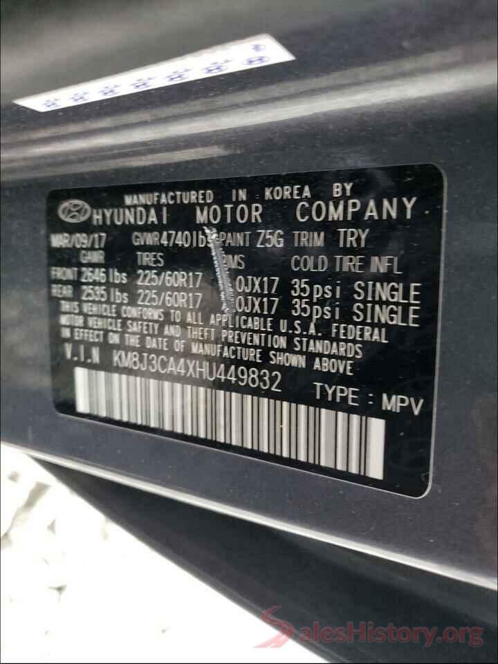 KM8J3CA4XHU449832 2017 HYUNDAI TUCSON