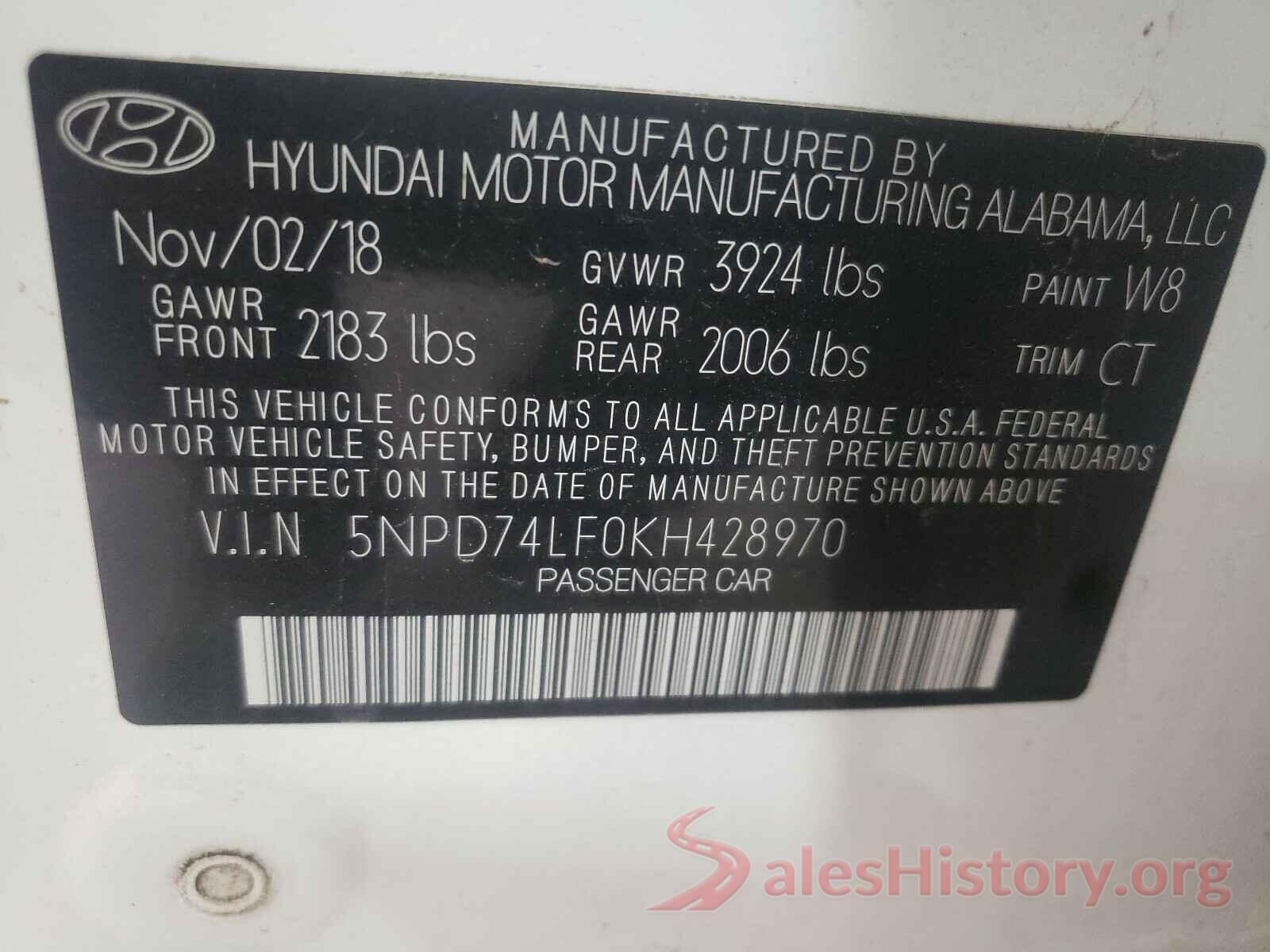 5NPD74LF0KH428970 2019 HYUNDAI ELANTRA