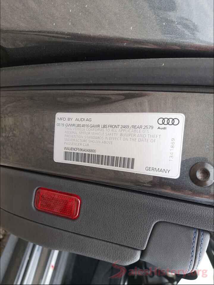 WAUENCF59KA048800 2019 AUDI A5