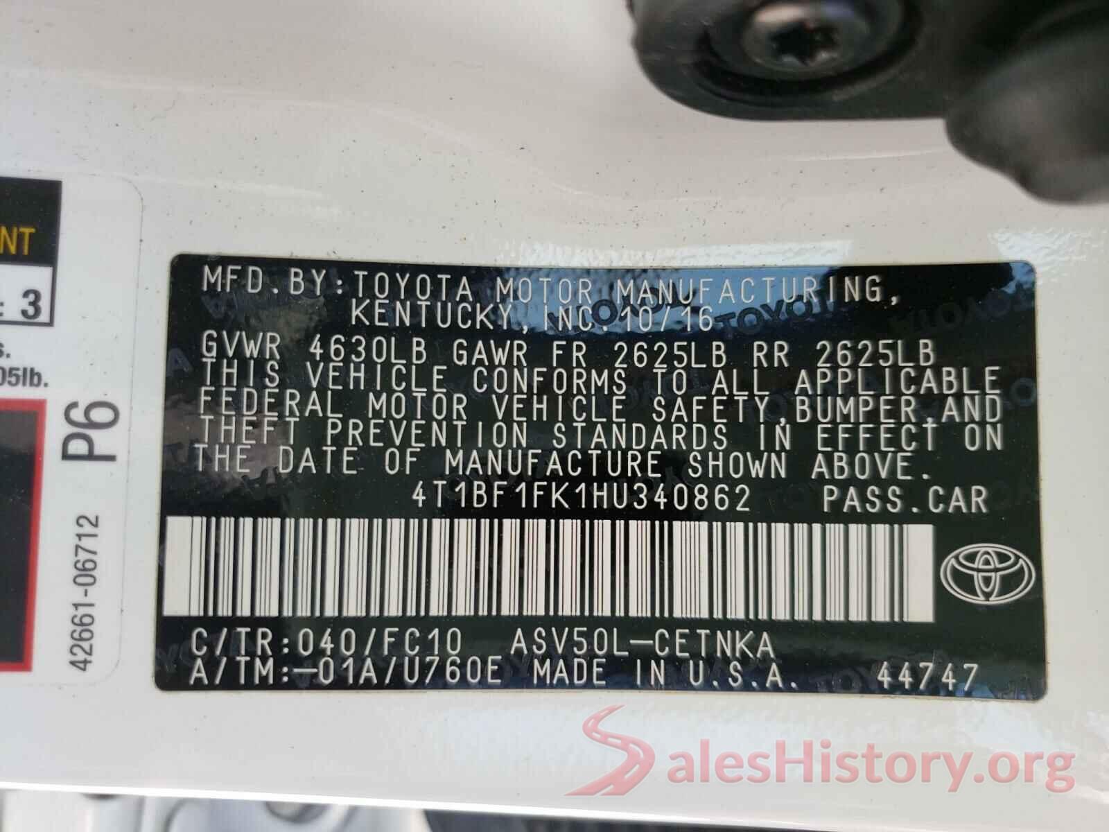 4T1BF1FK1HU340862 2017 TOYOTA CAMRY