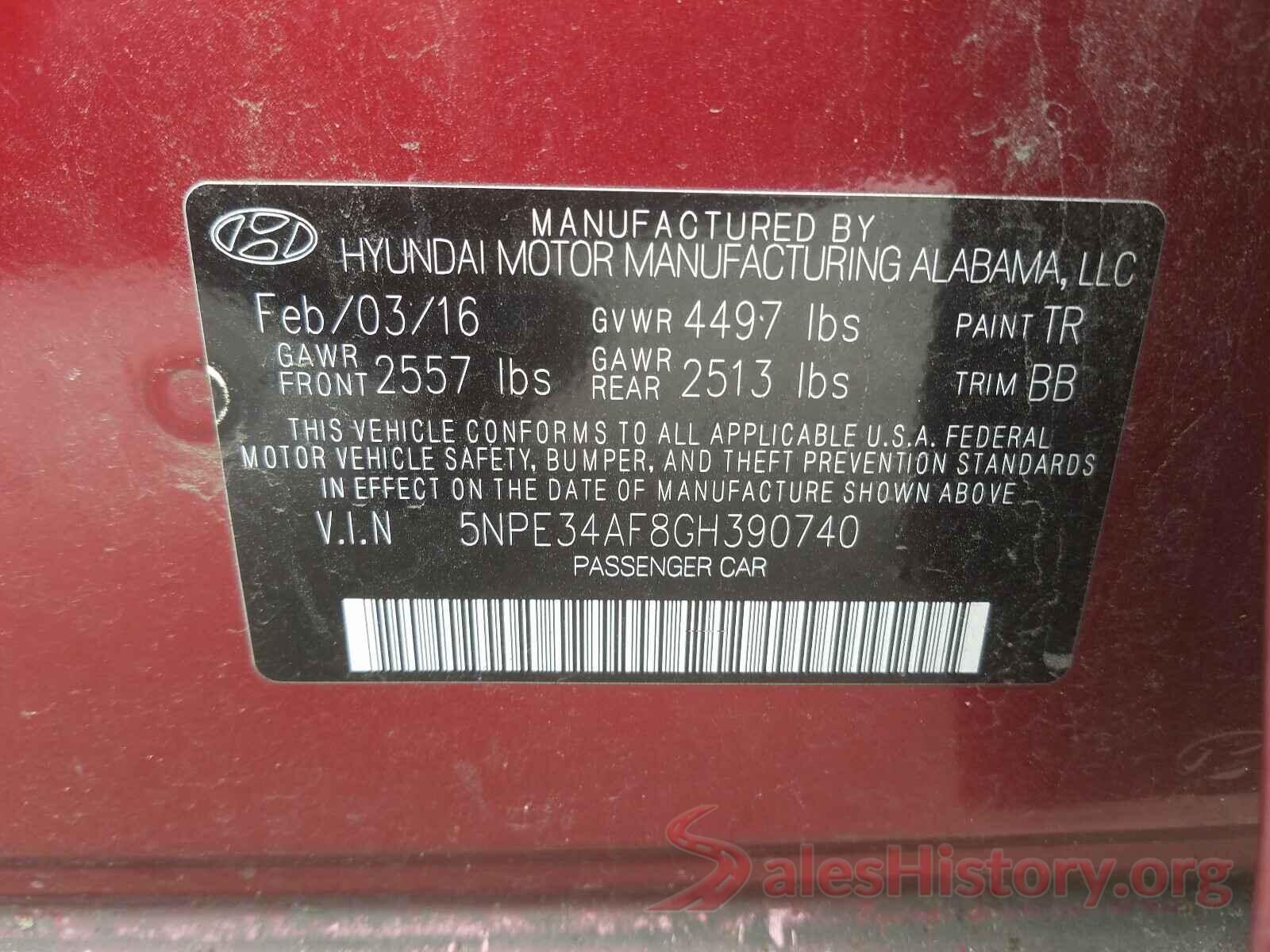 5NPE34AF8GH390740 2016 HYUNDAI SONATA