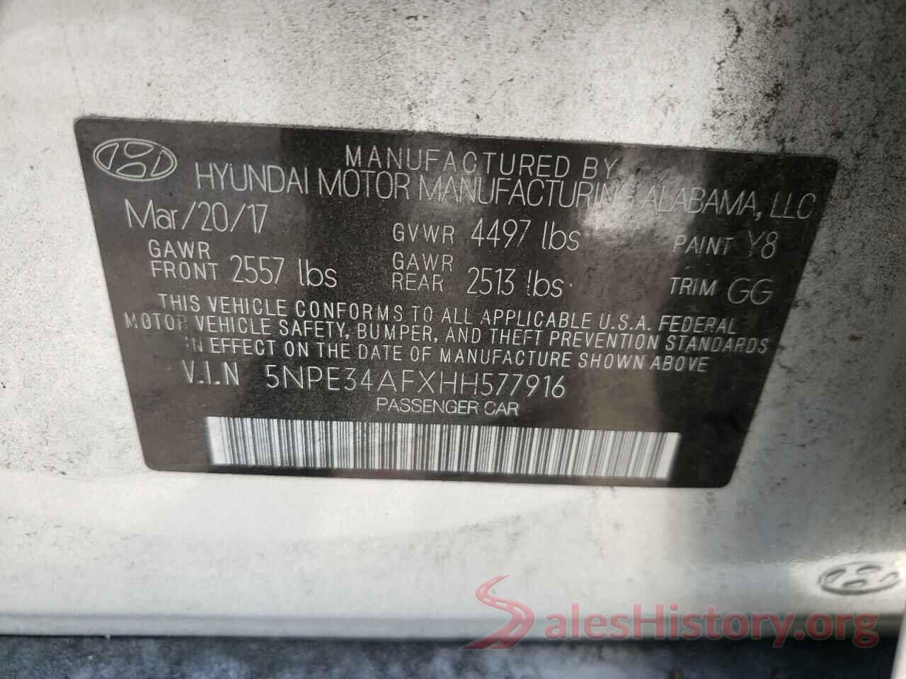 5NPE34AFXHH577916 2017 HYUNDAI SONATA