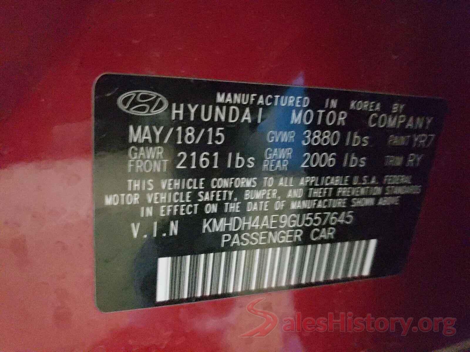 KMHDH4AE9GU557645 2016 HYUNDAI ELANTRA