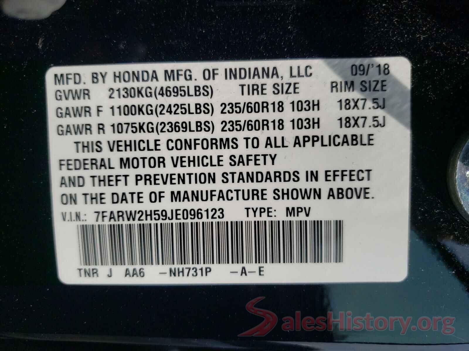 7FARW2H59JE096123 2018 HONDA CRV