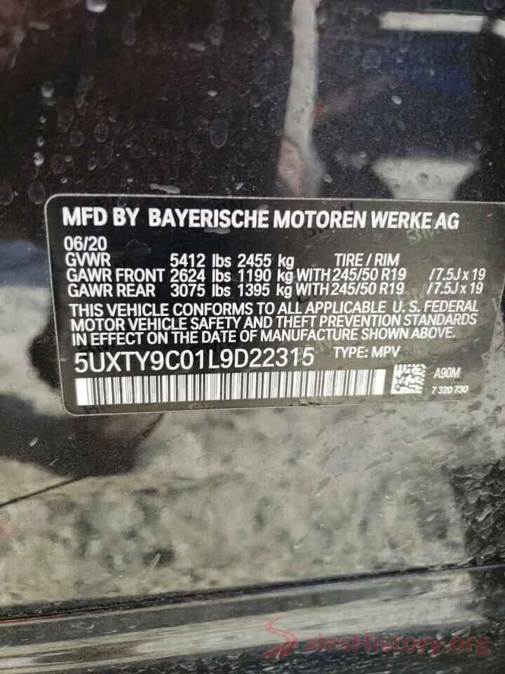 5UXTY9C01L9D22315 2020 BMW X3