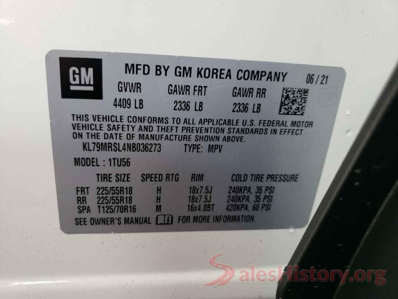 KL79MRSL4NB036273 2022 CHEVROLET TRAILBLAZE