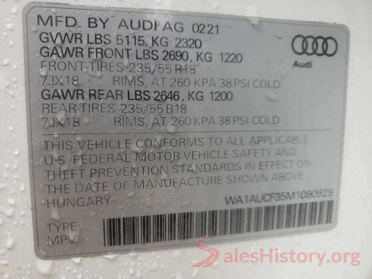 WA1AUCF35M1090929 2021 AUDI Q3