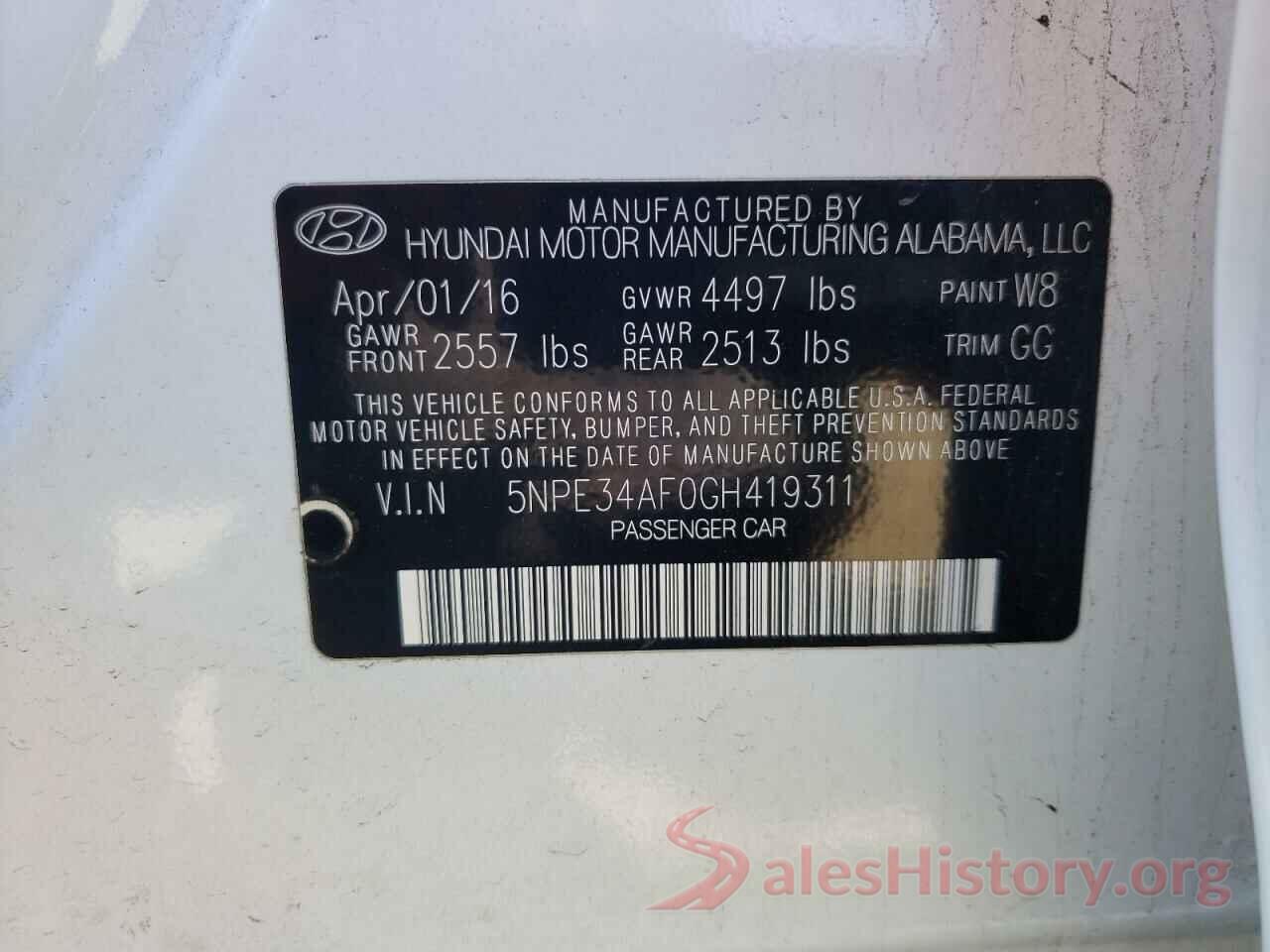 5NPE34AF0GH419311 2016 HYUNDAI SONATA