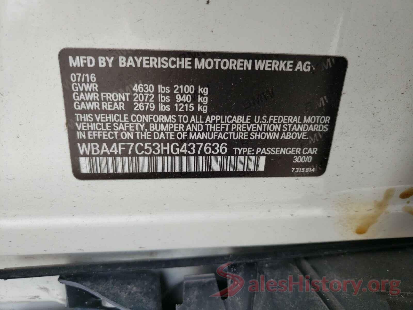 WBA4F7C53HG437636 2017 BMW 4 SERIES