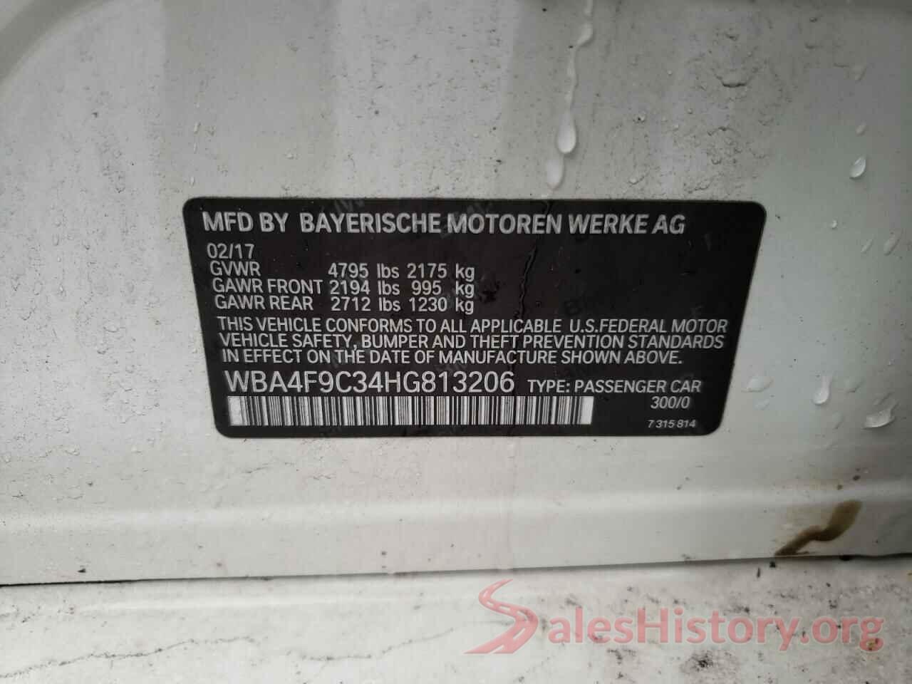 WBA4F9C34HG813206 2017 BMW 4 SERIES