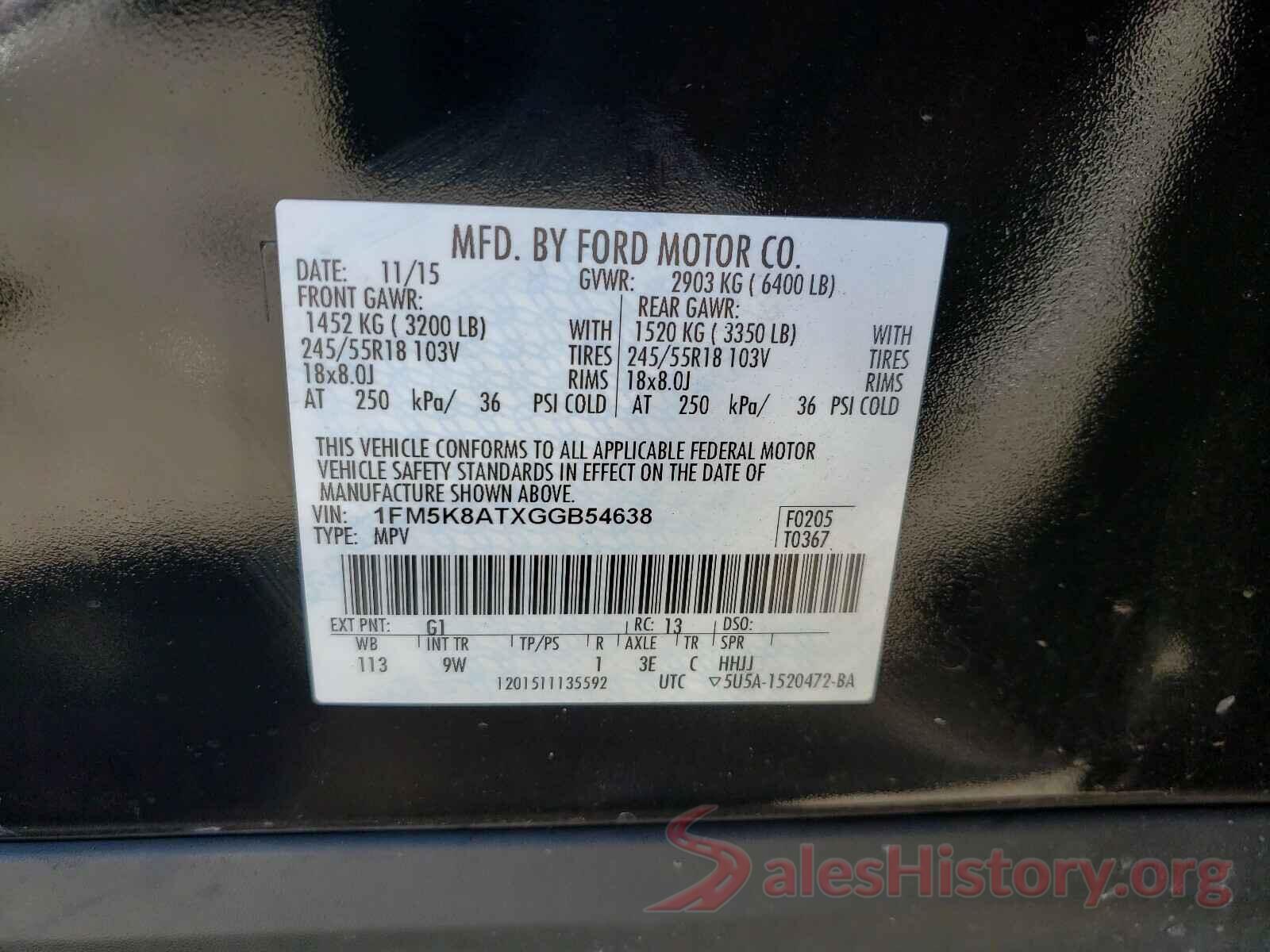 1FM5K8ATXGGB54638 2016 FORD EXPLORER