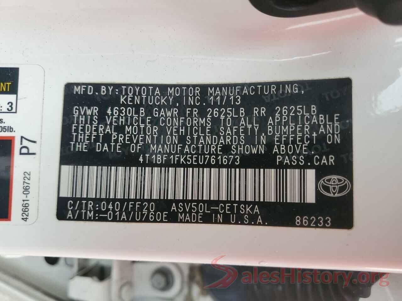 4T1BF1FK5EU761673 2014 TOYOTA CAMRY