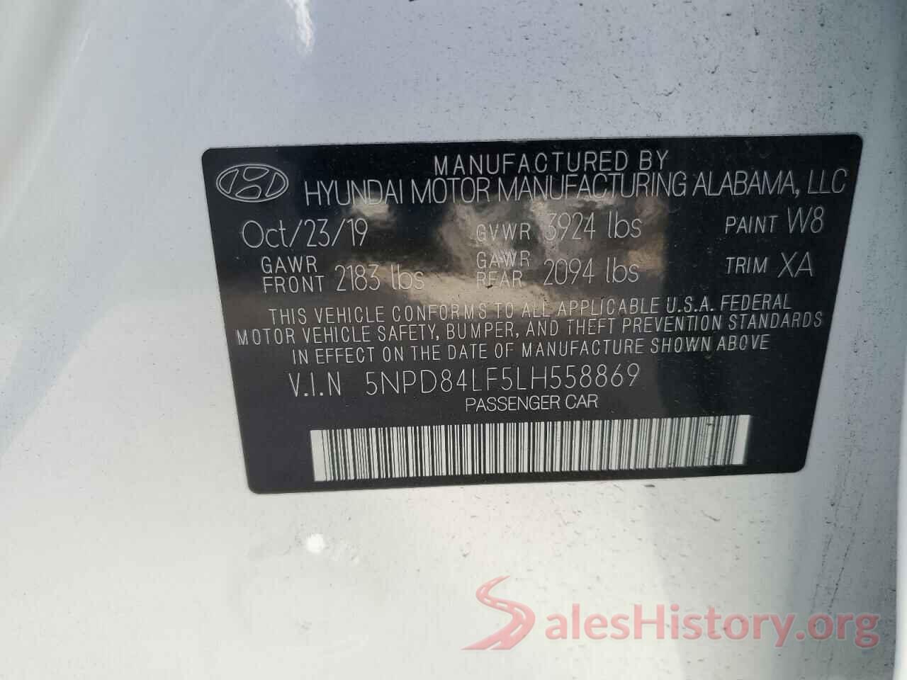 5NPD84LF5LH558869 2020 HYUNDAI ELANTRA