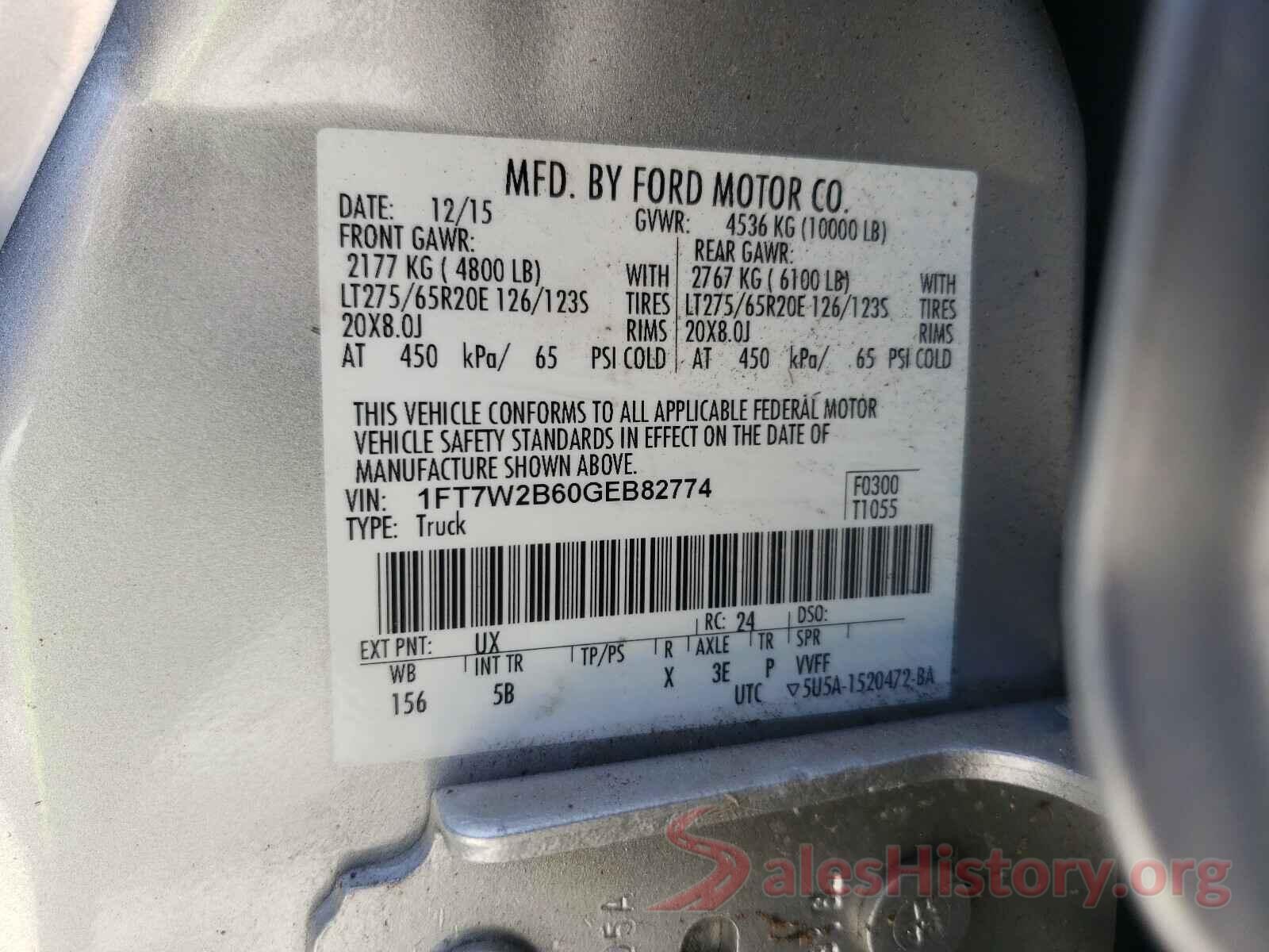 1FT7W2B60GEB82774 2016 FORD F250