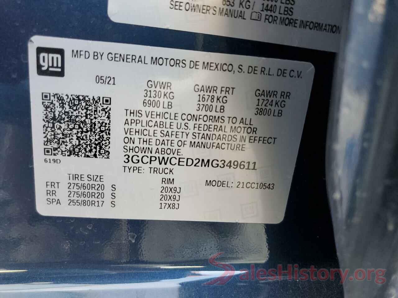 3GCPWCED2MG349611 2021 CHEVROLET SILVERADO