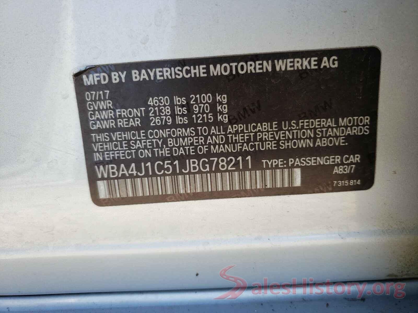 WBA4J1C51JBG78211 2018 BMW 4 SERIES