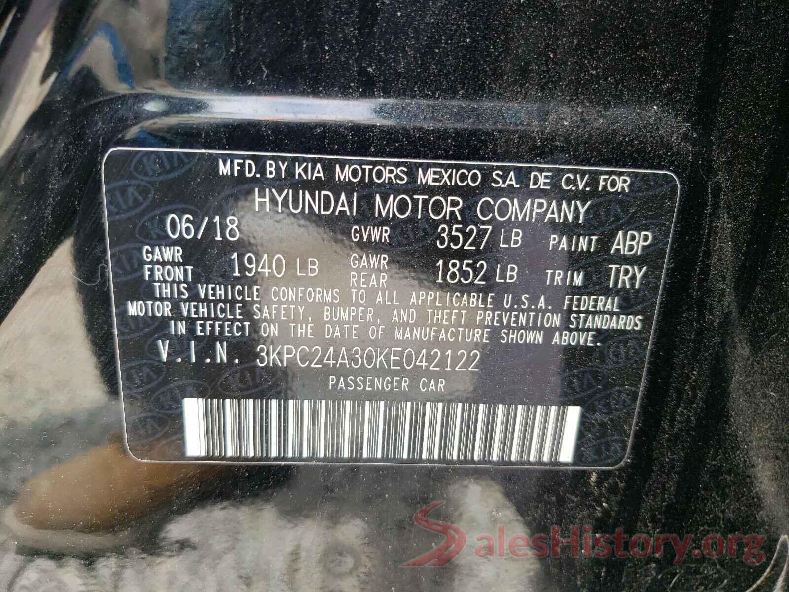 3KPC24A30KE042122 2019 HYUNDAI ACCENT