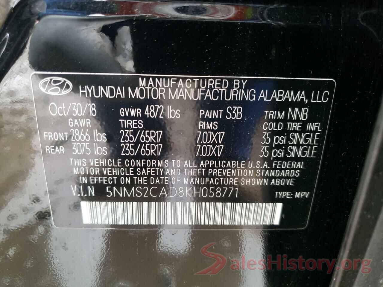 5NMS2CAD8KH058771 2019 HYUNDAI SANTA FE