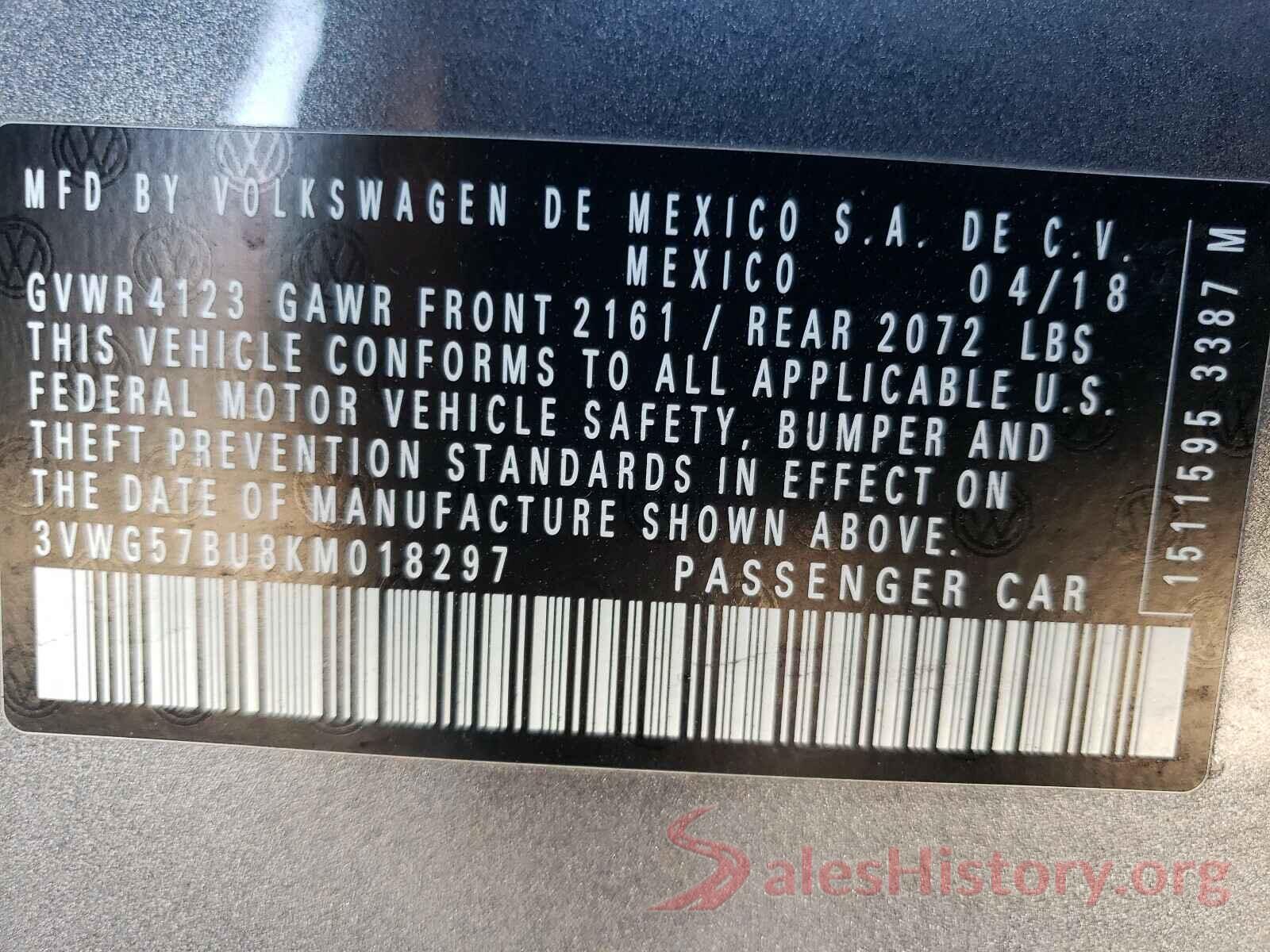 3VWG57BU8KM018297 2019 VOLKSWAGEN JETTA