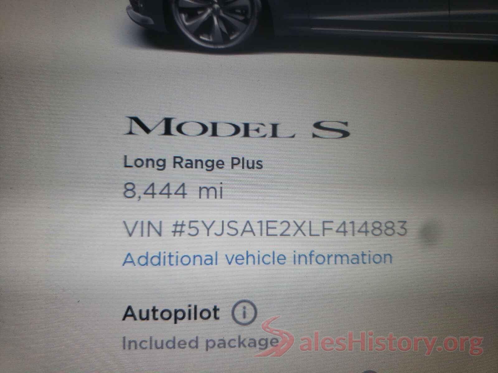 5YJSA1E2XLF414883 2020 TESLA MODEL S